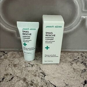 4/$14 peach slices Snail Rescue Purifying Cleanser, Travel Size 0.16 fl oz, NEW
